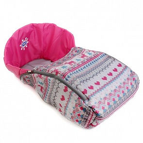 Сиденье для санок с чехлом для ног, дизайн - Вязанный узор, цвет - розовый (Ника, СС3 РОЗОВЫЙsim)